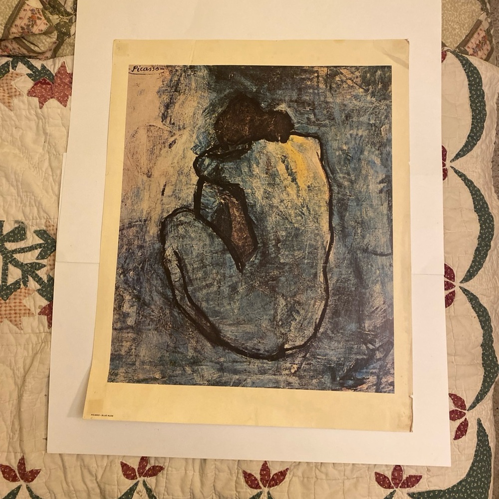 Vintage Picasso Blue Nude Art Print ~18½ × 28½ overall size